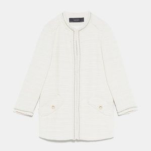 ZARA Textured Tweed Frock Coat